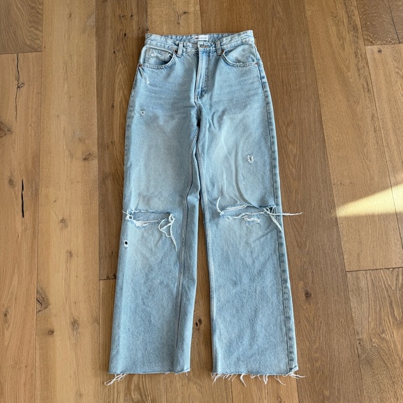 Zara Jeans Zara Wide Leg Full Length Ripped Jeans Poshmark